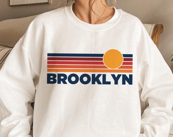Brooklyn New York Sweatshirt: Retro Sun Unisex Pullover