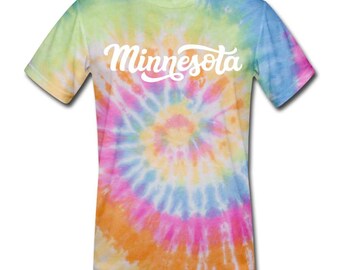 Minnesota Tie-dye T-shirt Hand Lettered 