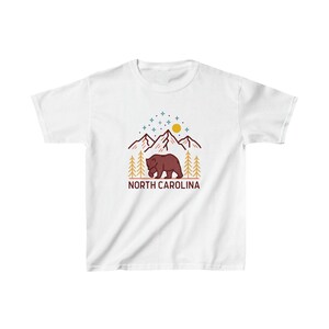 Retro Mountain North Carolina Youth T-Shirt - Bear Design image 1
