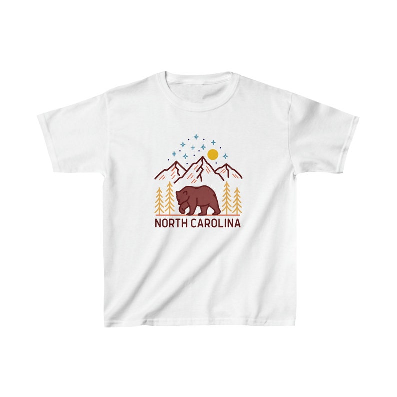 Retro Mountain North Carolina Youth T-Shirt - Bear Design image 1