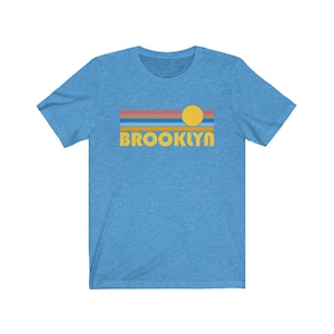 Brooklyn, New York T-Shirt Retro Sunset, Adult Unisex Brooklyn T Shirt - Personalization Available