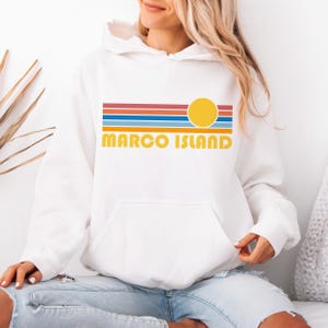 Marco Island, Florida Hoodie, Retro Sunrise Unisex Marco Island Sweatshirt - Personalization Available