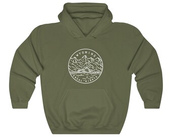 Wyoming Hoodie, State Design Adult Unisex Wyoming Sweatshirt - Personalization Available