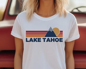 Camiseta retro del lago Tahoe: Camiseta unisex vintage de montaña