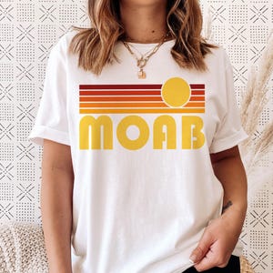 Moab, Utah Shirt, Retro Sunset Unisex Moab T-Shirt - Personalization Available