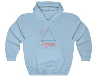 Aspen, Colorado Hoodie, Minimal Mountain Adult Unisex Aspen Sweatshirt - Personalization Available