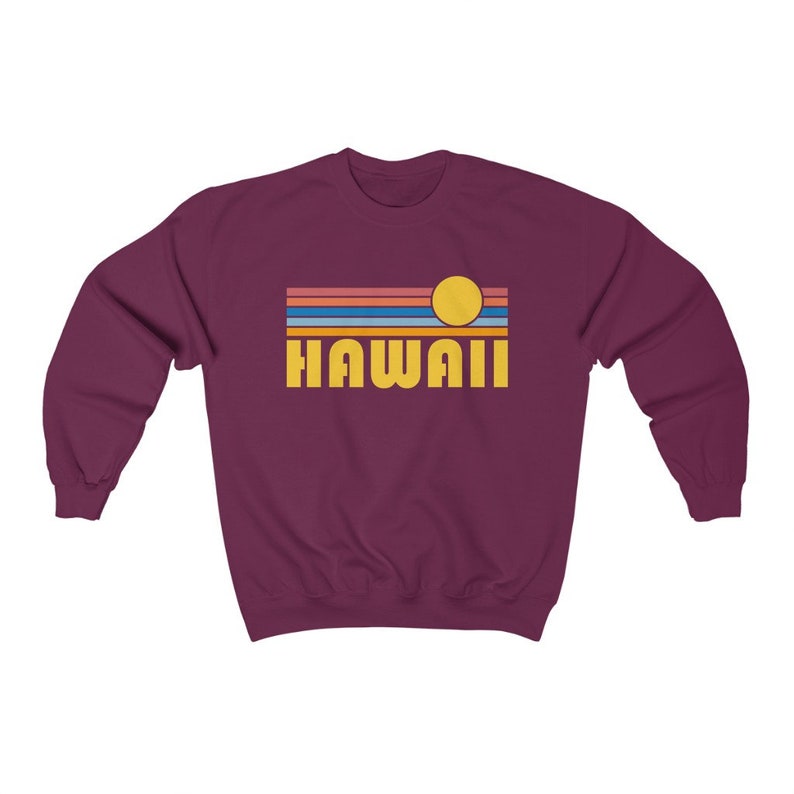 Hawaii Crewneck Sweatshirt Retro Sunset Unisex Hawaii Etsy