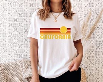California Graphic Tee - Retro Sunset, Unisex Cotton T-Shirt