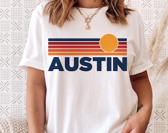 Austin Texas T-Shirt: Retro Sun Ombre Unisex Tee