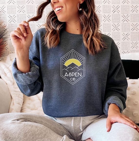 Aspen Colorado Sweatshirt: Unisex Cotton-Blend Crewneck