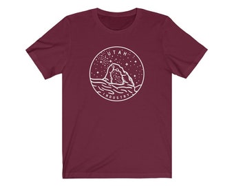 Utah T-shirt: T-shirt met afbeelding van de staat, unisex kleding voor volwassenen.