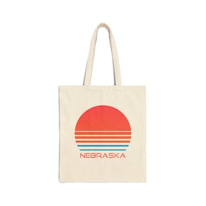 Borsa tote in tela di cotone Nebraska (15" x 16") - Retro anni '80 - Personalizzazione disponibile