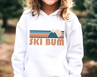 Ski Bum Youth Hoodie, Retro Mountain Ski Bum Youth Sweatshirt - Personalization Available