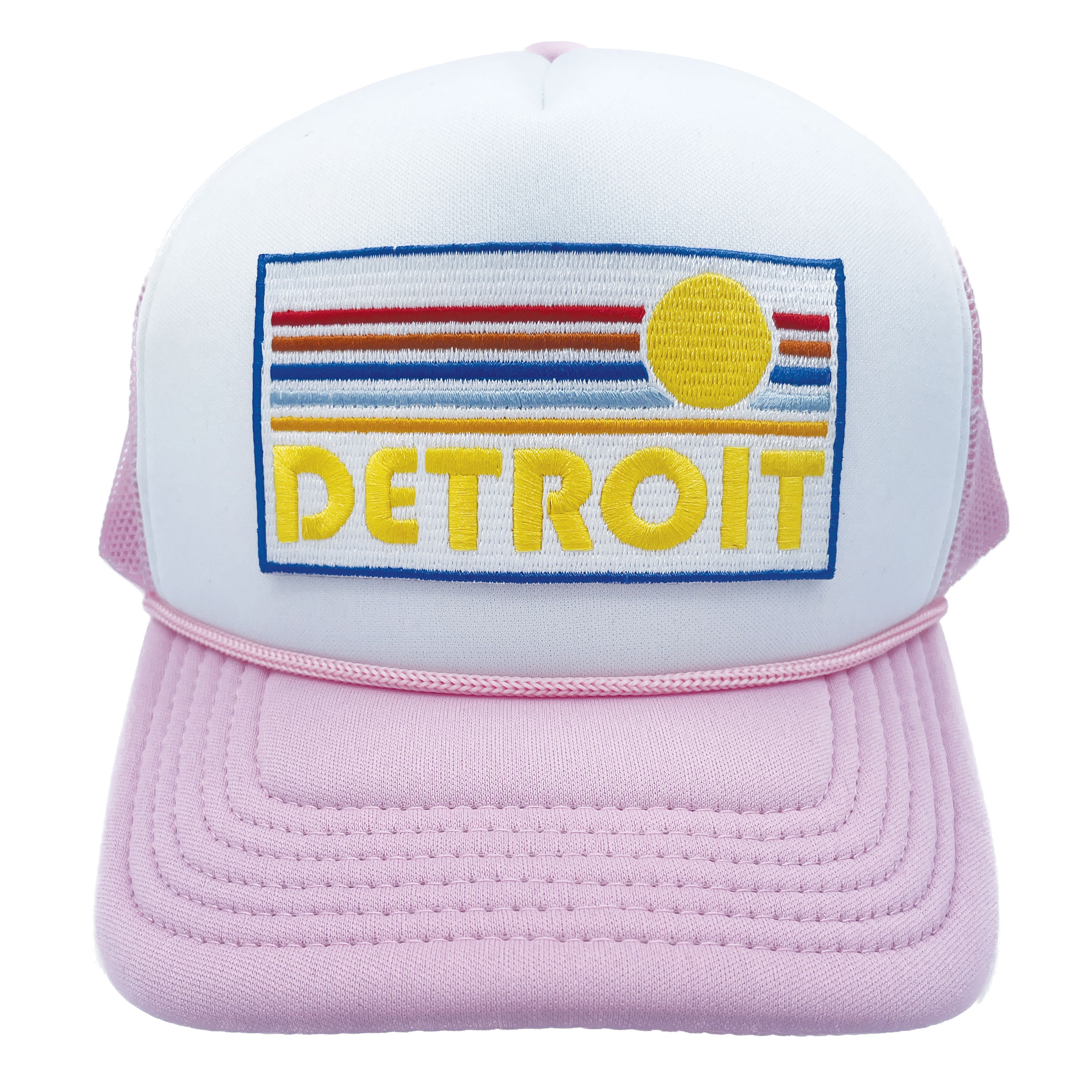 Kids Detroit Michigan Trucker Hat ages 2-12 Retro Sunrise 