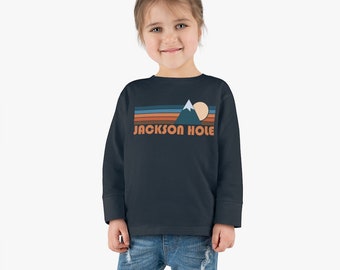 Retro Jackson Hole Wyoming Toddler Long Sleeve Shirt