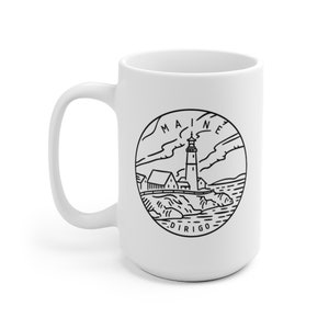 Maine Mug, State Design White Ceramic Maine Mug (11oz & 15oz) - Personalization Available