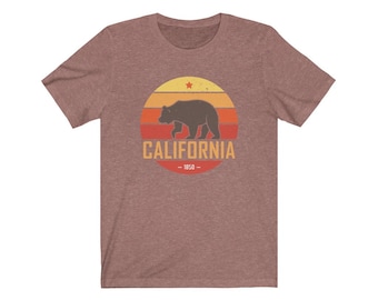 California T-Shirt, Retro Bear Unisex California Shirt