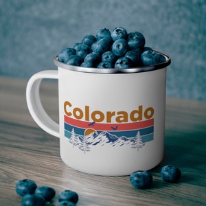 Colorado Camp Mug: Mountain Sunset Enamel Mug (12oz)