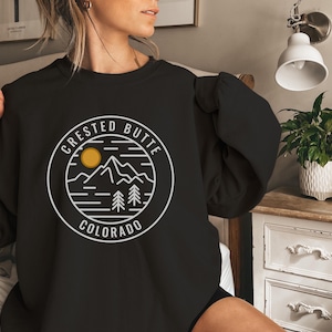 Crested Butte Colorado Sweatshirt: Unisex Crewneck, Mountain Graphic