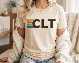 Charlotte North Carolina T-Shirt - Retro CLT City Stripes, Unisex Graphic Tee