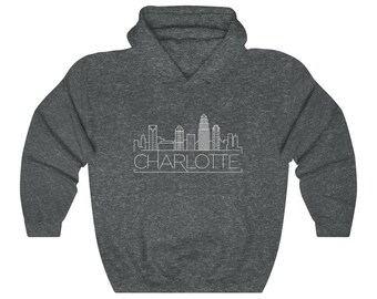 Charlotte NC Skyline Hoodie: Unisex North Carolina Sweatshirt