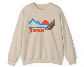 Aspen Colorado Sweatshirt, Unisex-Sweatshirt mit Grafikprint, Rundhalsausschnitt, Geschenkidee, Aspen-Souvenir, Retro-Klassiker, Reiseandenken