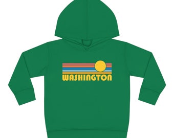 Washington Toddler Hoodie, Retro Sunrise Unisex Washington Toddler Sweatshirt