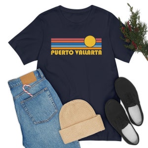 Puerto Vallarta, Mexico T-Shirt Retro Sunrise, Adult Unisex Puerto Vallarta T Shirt - Personalization Available