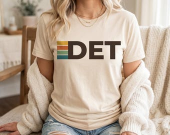 Detroit Michigan T-Shirt - Retro DET City Stripes, Unisex Graphic Tee
