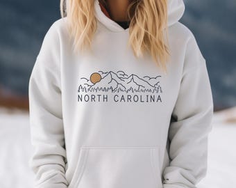 Felpa con cappuccio retrò North Carolina: felpa unisex da montagna