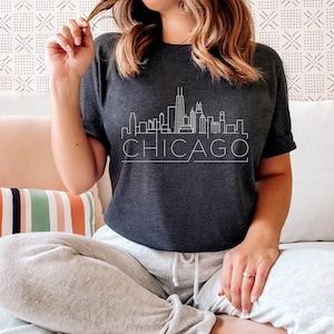 Chicago, Illinois T-Shirt, Adult Unisex Skyline Chicago T Shirt - Personalization Available