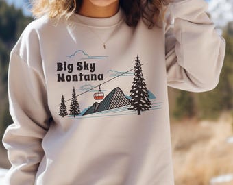 Sudadera Big Sky Montana: Diseño retro unisex de montaña y esquí.
