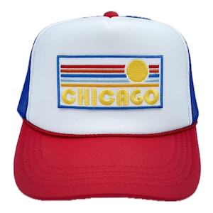 Kids Chicago, Illinois Trucker Hat (Ages 2-12), Retro Sunrise Snapback Chicago Kid&#39;s Hat / Youth Hat