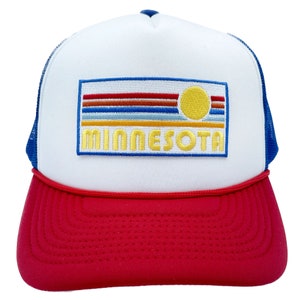 Minnesota Trucker Hat, Retro Sun Minnesota Snapback Hat  / Adult Hat