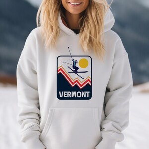 Vermont Hoodie - Snow Ski Jump Unisex Vermont Hoodie Sweatshirt - Personalization Available