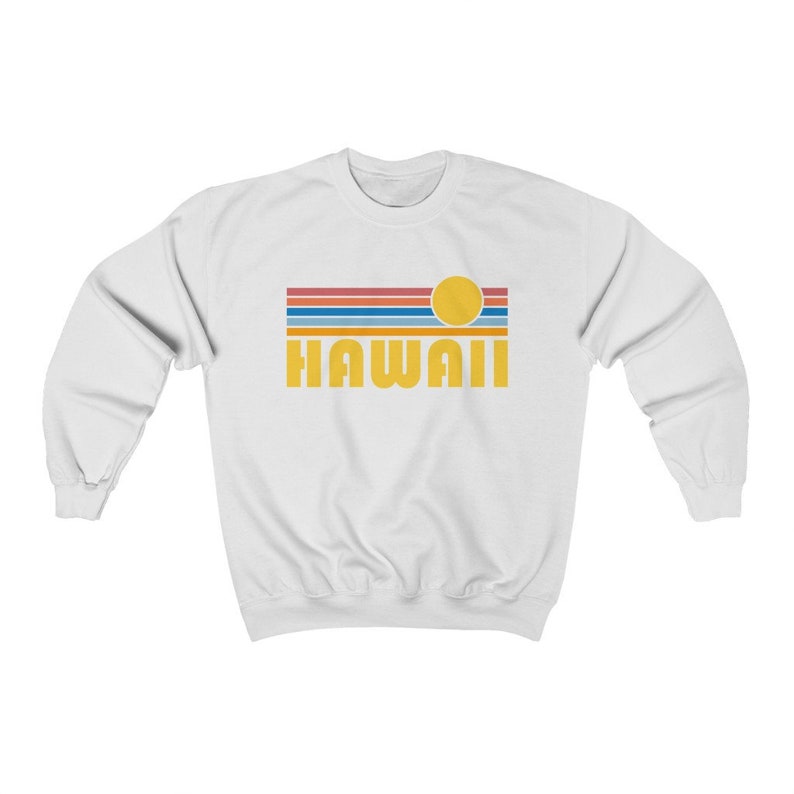 Hawaii Crewneck Sweatshirt Retro Sunset Unisex Hawaii Etsy