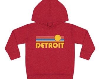 Detroit, Michigan Toddler Hoodie, Retro Sunrise Unisex Detroit Toddler Sweatshirt