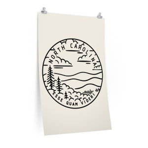 North Carolina Poster, State Design  North Carolina Print / Picture / Hand Drawn Art - Personalization Available