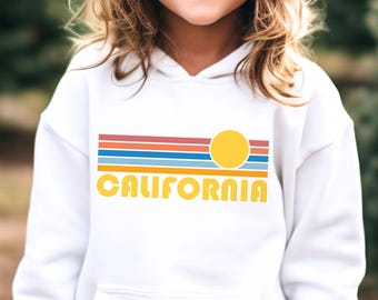 California Youth Hoodie, Retro Sunrise California Youth Sweatshirt - Personalization Available