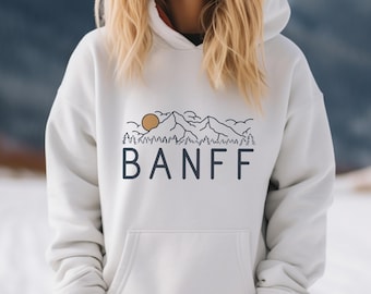 Retro Banff Canada Hoodie: Unisex Cotton-Blend Sweatshirt
