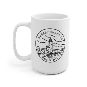 Massachusetts Becher, State Design Keramik Massachusetts Becher (11 Unze 15 Unze) - Personalisierung verfügbar