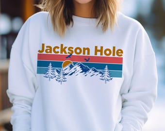 Jackson Hole Wyoming Sweatshirt: Mountain Sunset Unisex Crewneck