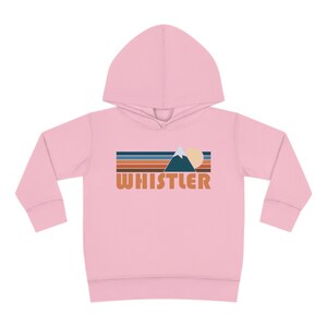 Retro Whistler Toddler Hoodie: Mountain Sun Unisex Sweatshirt Pink