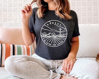 Kansas T-Shirt - State Design, Adult Unisex Jersey Tee