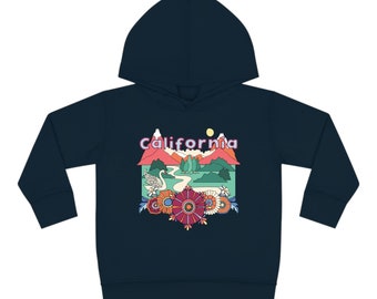 California Toddler Hoodie, Boho Mountain Unisex California Toddler Sweatshirt