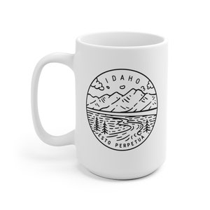 Idaho Mug, State Design White Ceramic Idaho Mug (11oz & 15oz) - Personalization Available