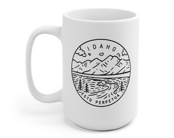 Idaho State Ceramic Mug: Mountain Design, Personalization Available