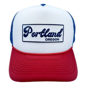 Portland Oregon Trucker Hat: Retro Embroidered Snapback