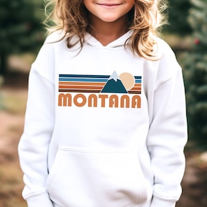Montana Youth Hoodie, Retro Mountain Montana Youth Sweatshirt - Personalization Available