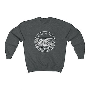 Mississippi Sweatshirt, State Design Adult Unisex Crewneck Mississippi Sweatshirt - Personalization Available
